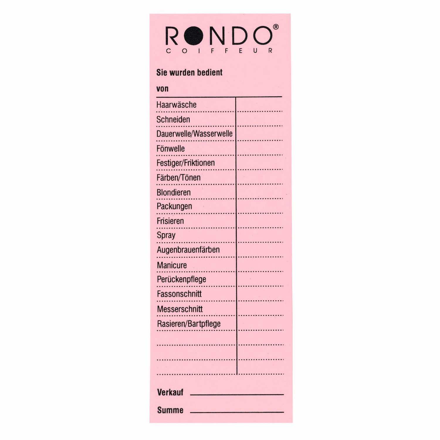 Rondo Bedienungsblöcke 10 Stück á 100 Blatt - Rosa