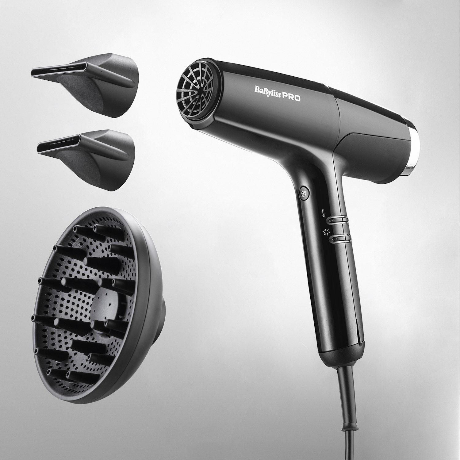 BaBylissPRO Falco Haartrockner Digital Highspeed Schwarz/Silber BAB8550BE