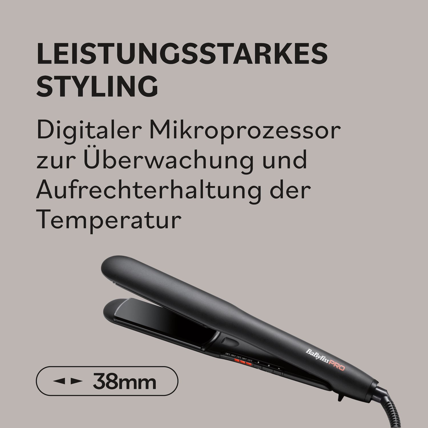 BaByliss PRO Styler Glätteisen Haarglätter 38  mm BAB3050E