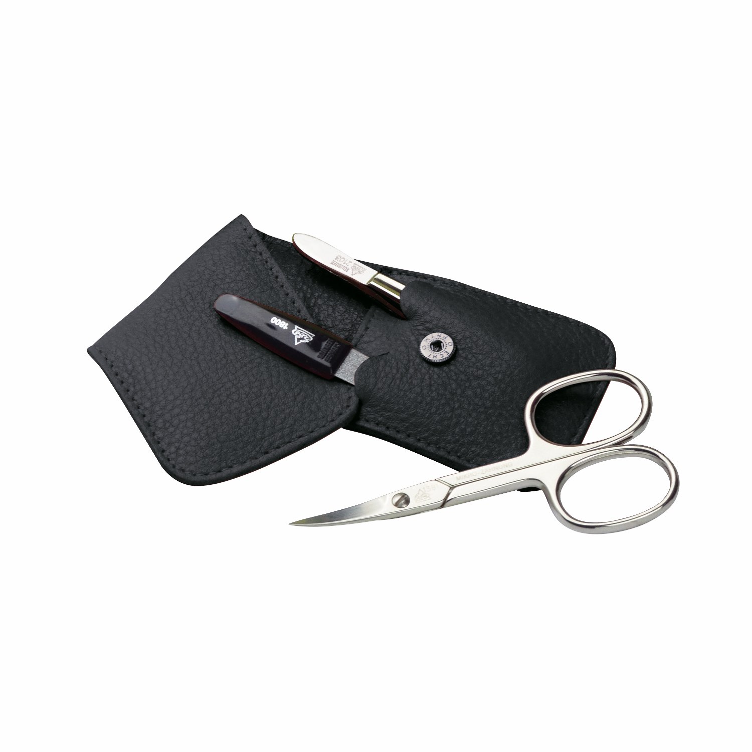 Erbe Maniküre Taschenetui mit Druckknopf Serie Siena, Schwarz, 3- tlg. - 9018