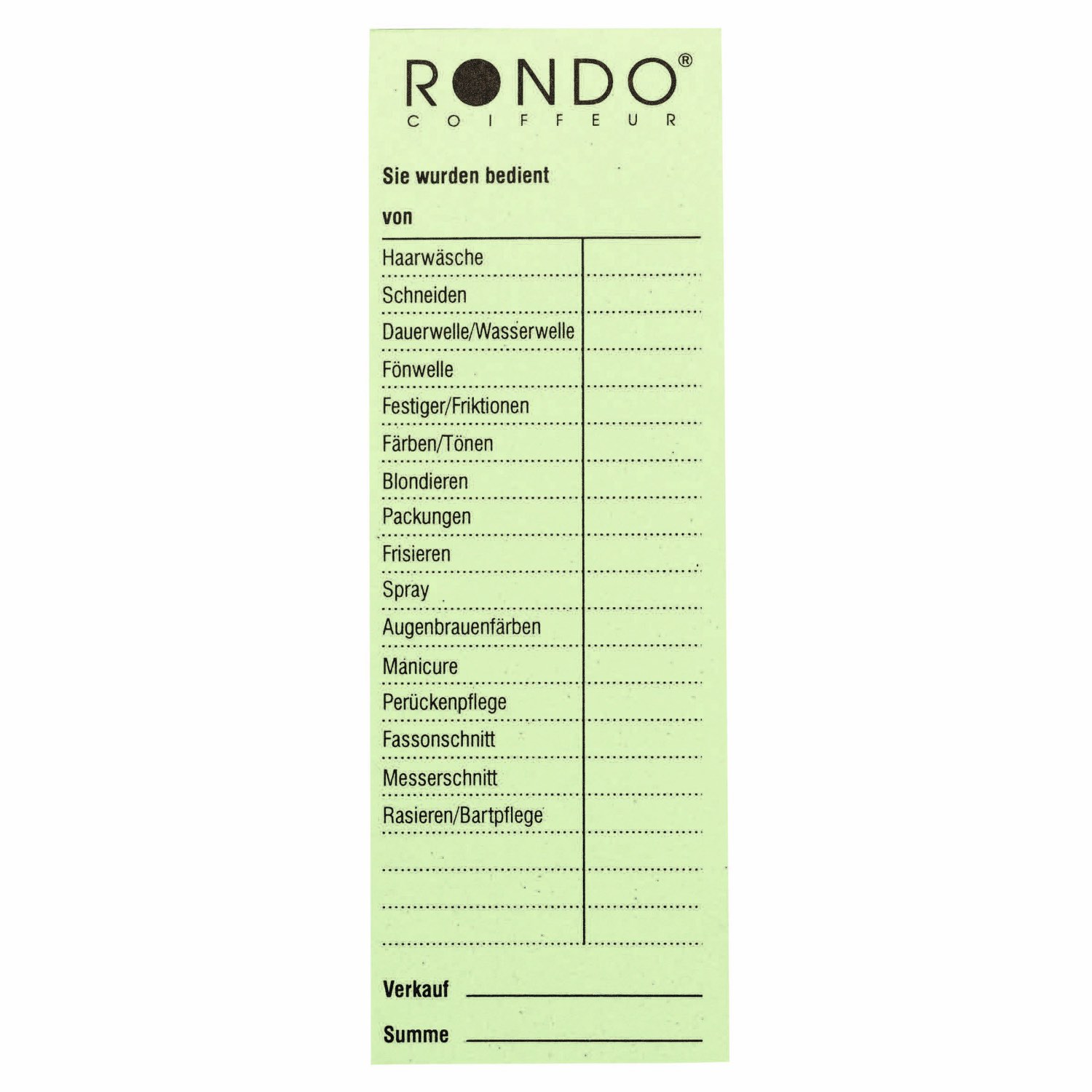 Rondo Bedienungsblöcke10 Stück á 100 Blatt - Grün