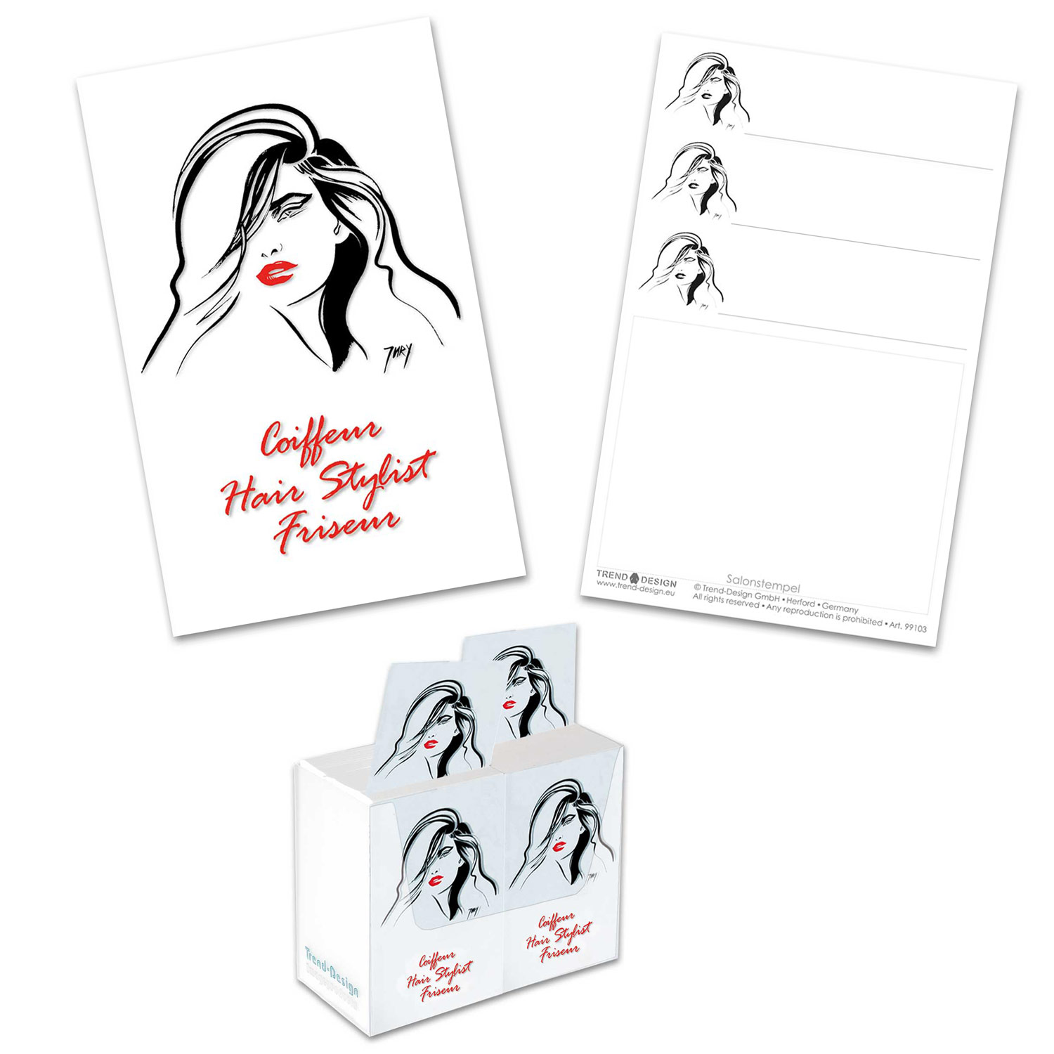 Trend Design Terminkarten Damenmotiv inkl. Spenderbox - 400 Stück