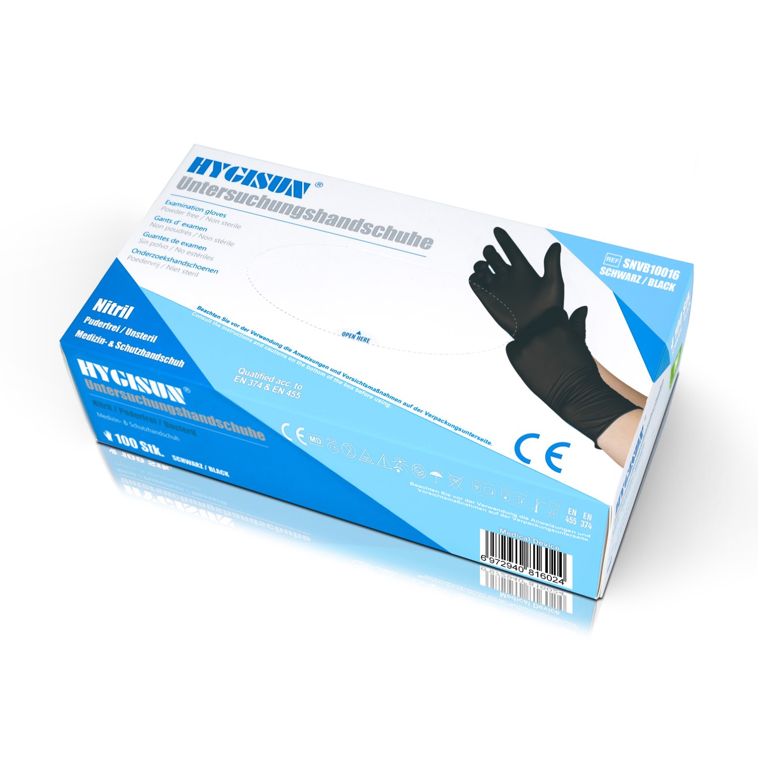 Nitril Handschuhe puderfrei Gr. L Schwarz - 100 Stück