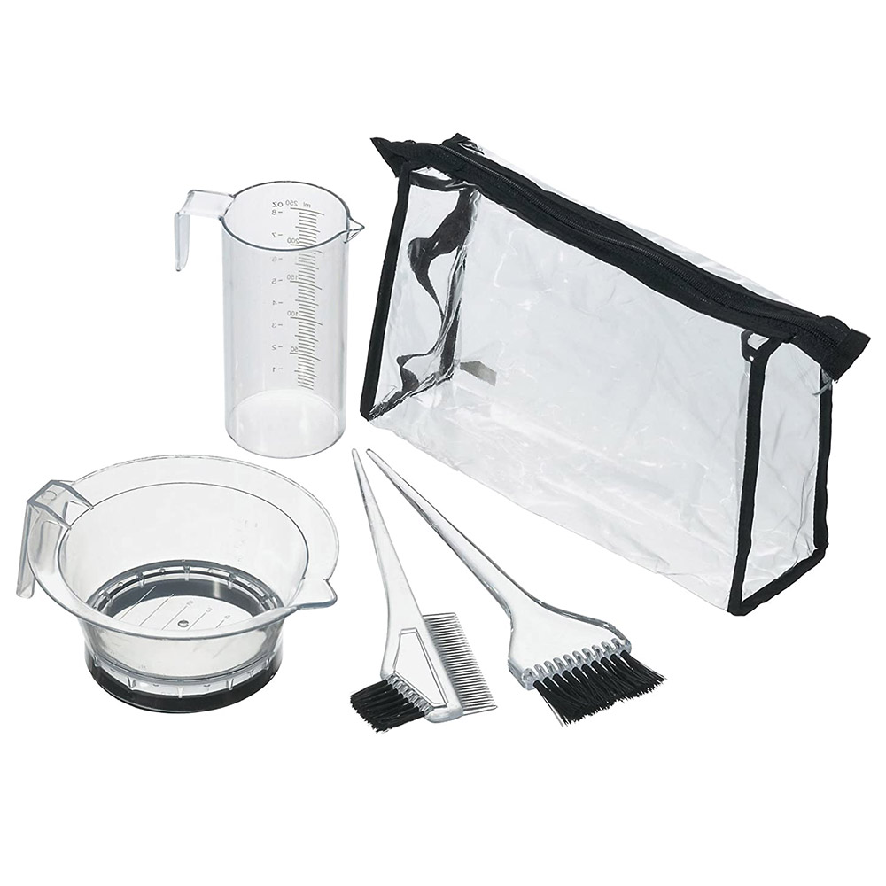 5-teiliges Profi Färbeset Färbeschale Messbecher Pinsel transparent 5-teiliges Profi Färbeset Färbeschale Messbecher Pinsel transparent