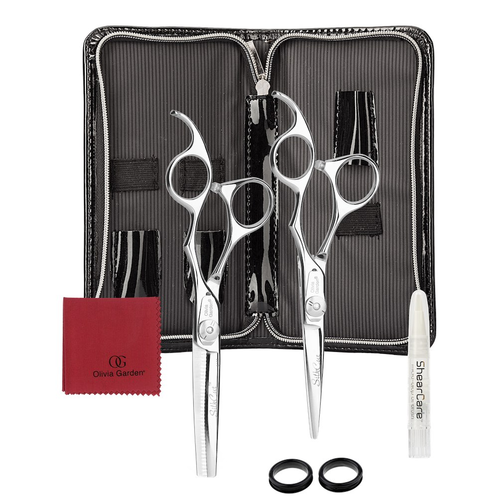 Olivia Garden Scheren SilkCut 2er- Set silber HS 5,75 u. MS 6,0 Zoll- S-1111